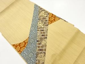 切り嵌め市松に草花・七宝模様織出し名古屋帯